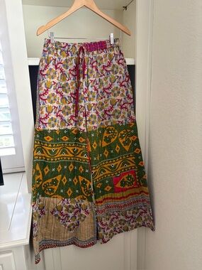 Shes1oak - One Of A Kind Boho Wide Leg Kantha Patchwork Pants Size Small To 1X